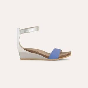 NEW YALEET women's pixie low wedge sandal in blue/silver